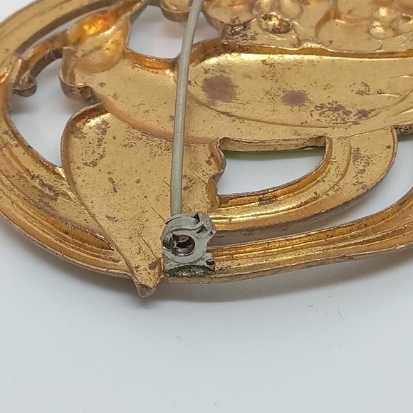 * vintage antique enamel over brass Bird of Paradise art deco pin brooch - Picture 5 of 5